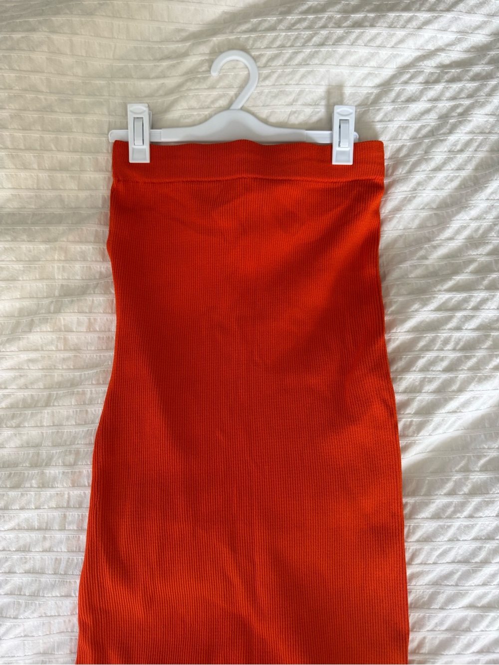 Zara Orange Ribbed Pencil Skirt